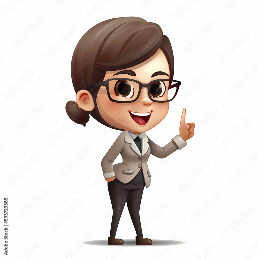 Happy Business Woman Cartoon Illustration