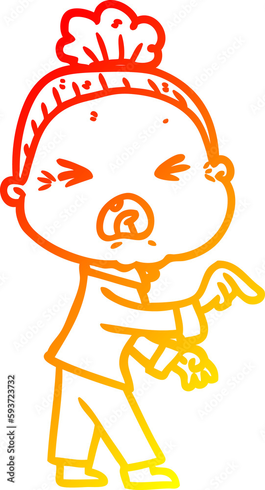 warm gradient line drawing cartoon angry old woman warm gradient line drawing cartoon angry old woman