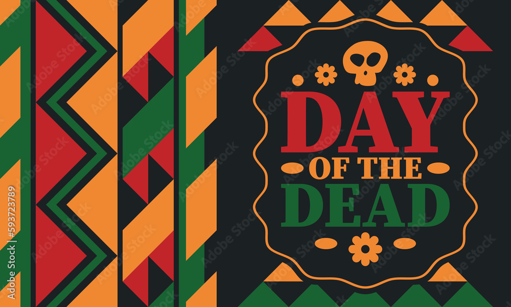 Day of the Dead in November. A holiday dedicated to the memory of the dead. Celebrate annual in Mexico and other Latin American countries. Mexican and Hispanic tradition pattern and texture with skull Day of the Dead in November. A holiday dedicated to the memory of the dead. Celebrate annual in Mexico and other Latin American countries. Mexican and Hispanic tradition pattern and texture with skull