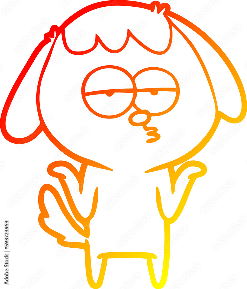 warm gradient line drawing cartoon bored dog warm gradient line drawing cartoon bored dog