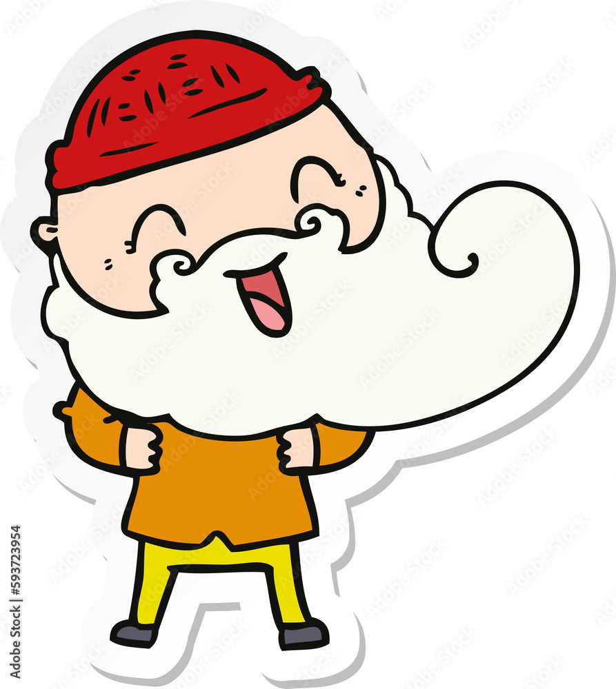 sticker of a happy man with beard and winter hat sticker of a happy man with beard and winter hat
