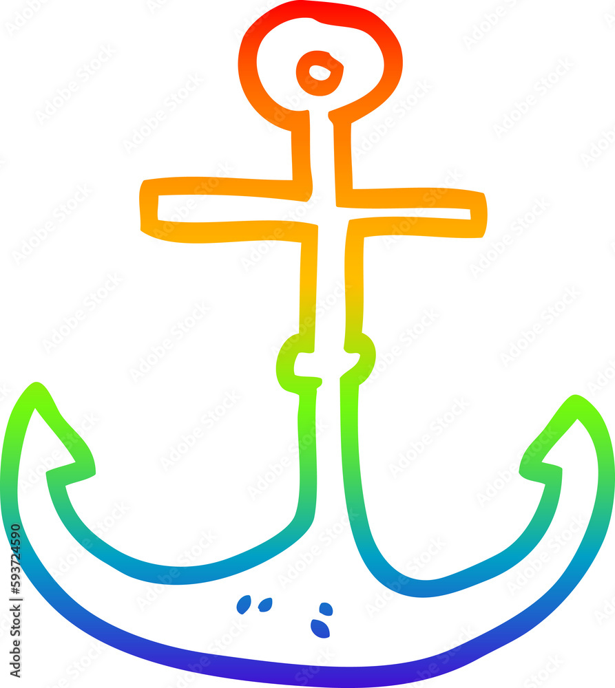 rainbow gradient line drawing cartoon ship anchor rainbow gradient line drawing cartoon ship anchor