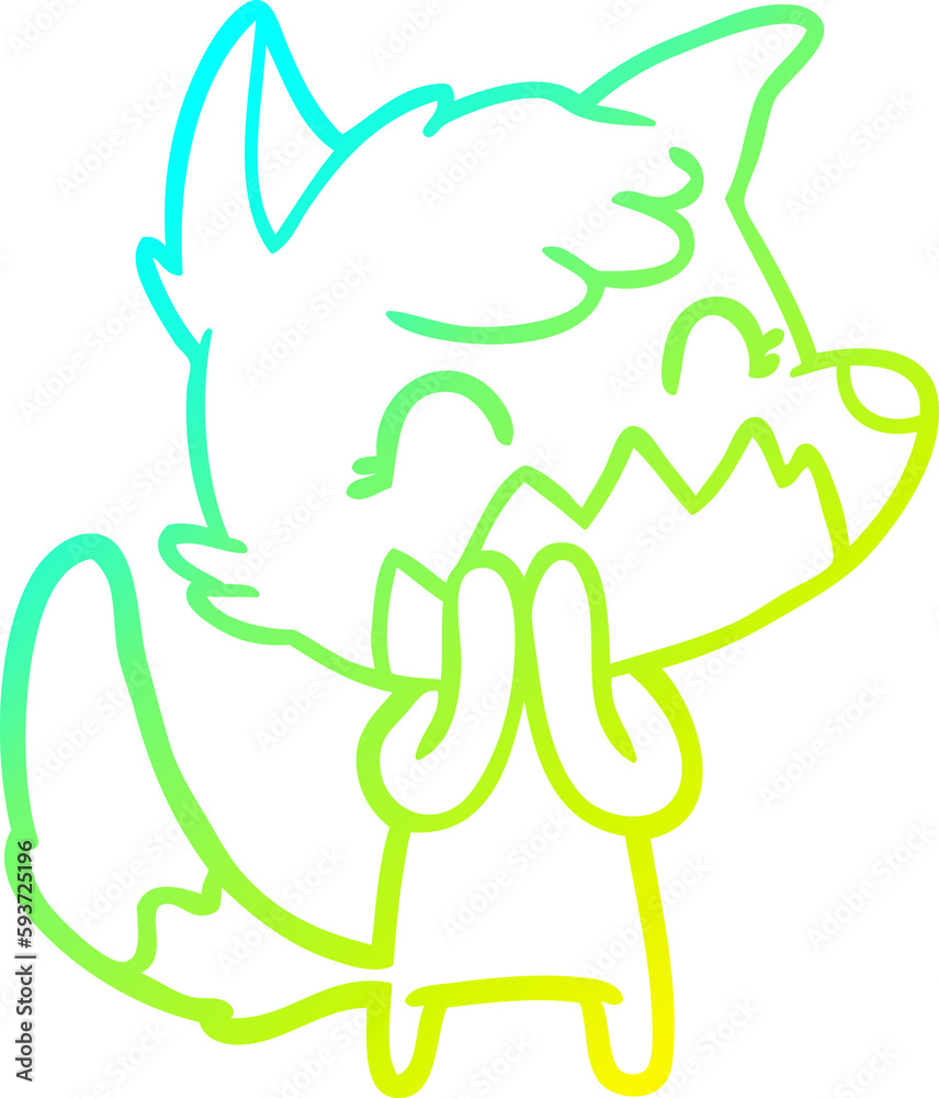 cold gradient line drawing happy cartoon fox cold gradient line drawing happy cartoon fox