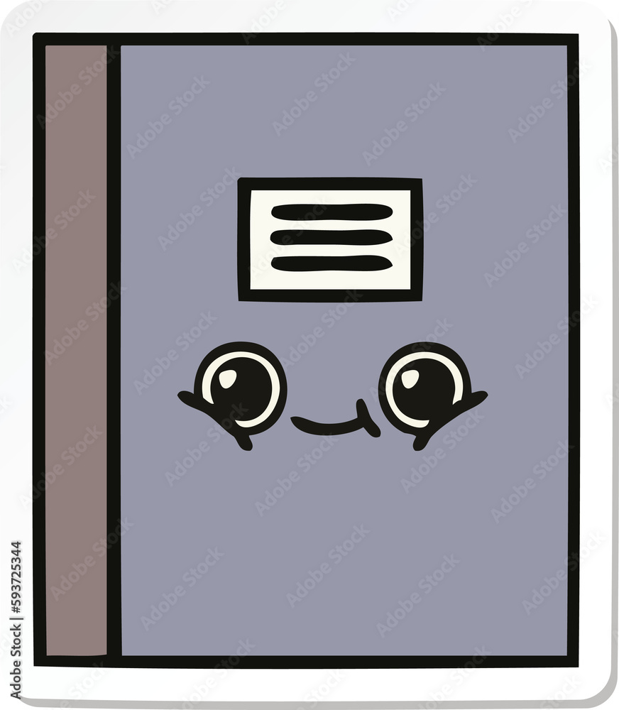 sticker of a cute cartoon notebook sticker of a cute cartoon notebook