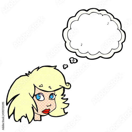 thought bubble cartoon female face