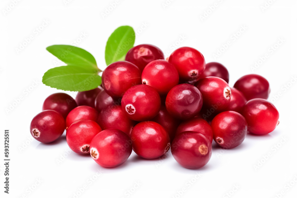 Cranberry with leaf isolated on white background. Cranberry with leaf isolated on white background.