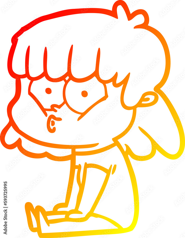 warm gradient line drawing cartoon whistling girl warm gradient line drawing cartoon whistling girl