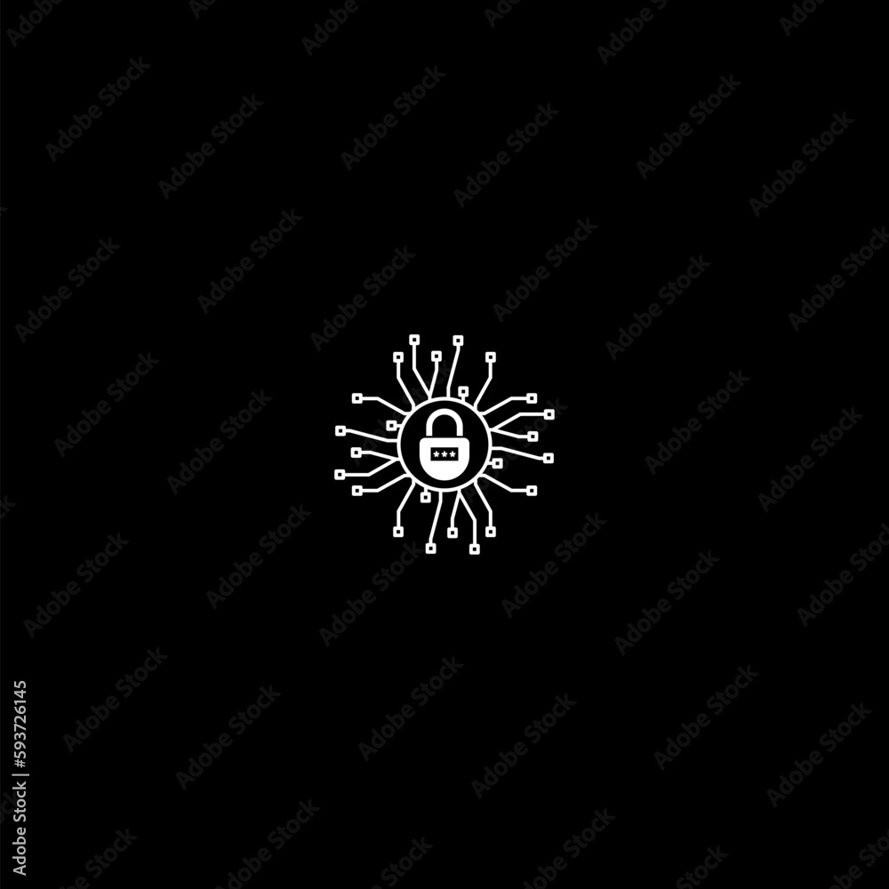 Cyber security icon isolated on dark background Cyber security icon isolated on dark background