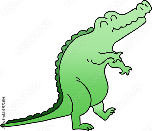 quirky gradient shaded cartoon crocodile