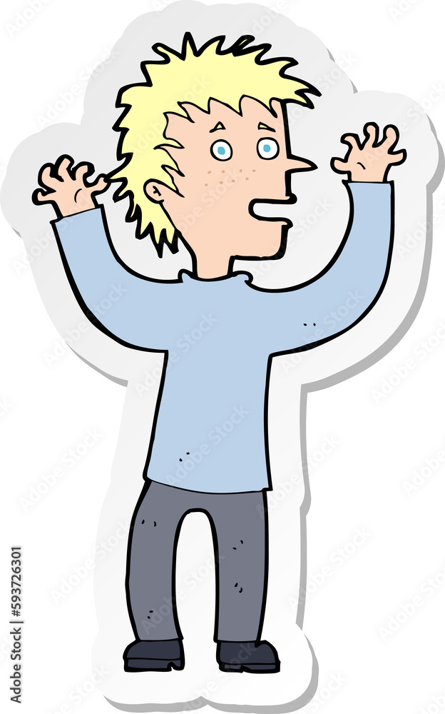sticker of a cartoon excited boy sticker of a cartoon excited boy