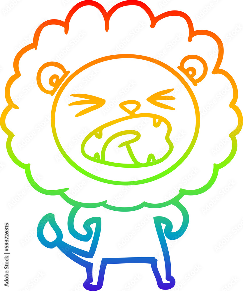 rainbow gradient line drawing cartoon angry lion rainbow gradient line drawing cartoon angry lion