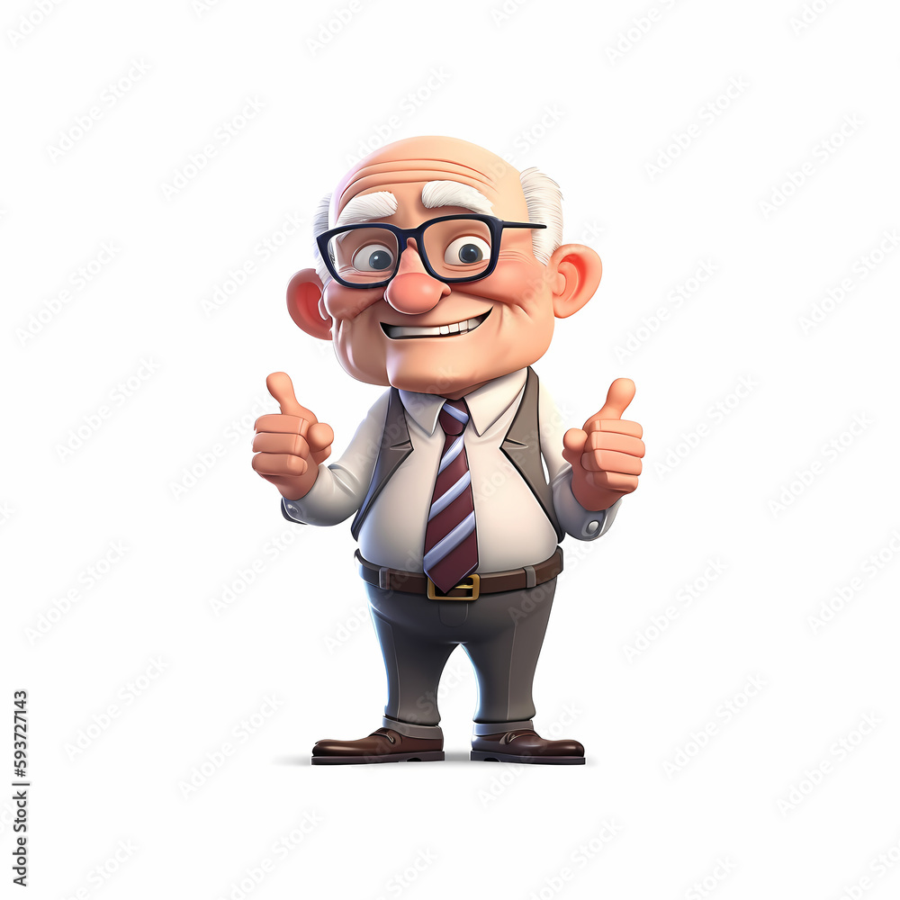 Happy Grandfather as Businessman illustration. Generative AI