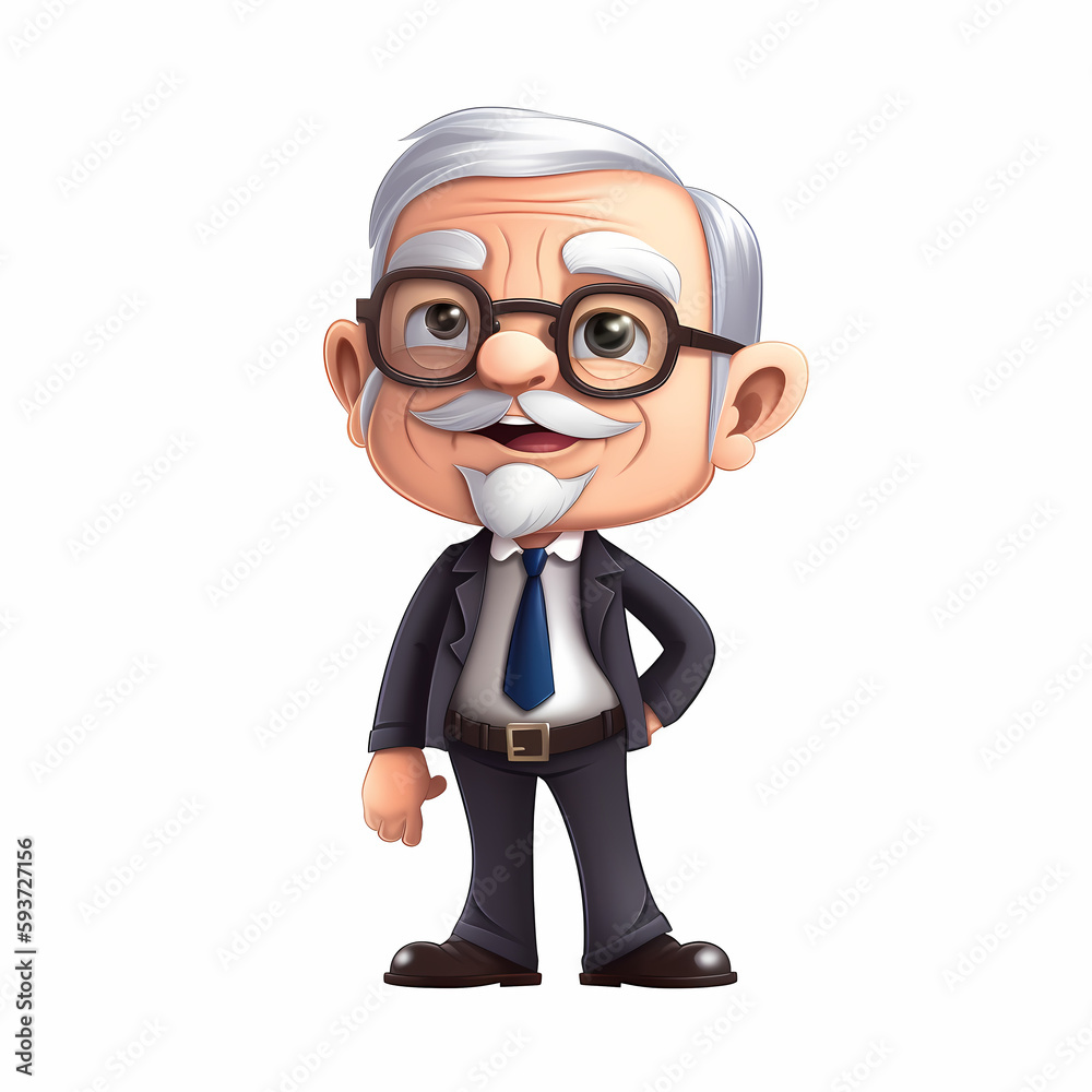 Happy Grandfather as Businessman illustration. Generative AI