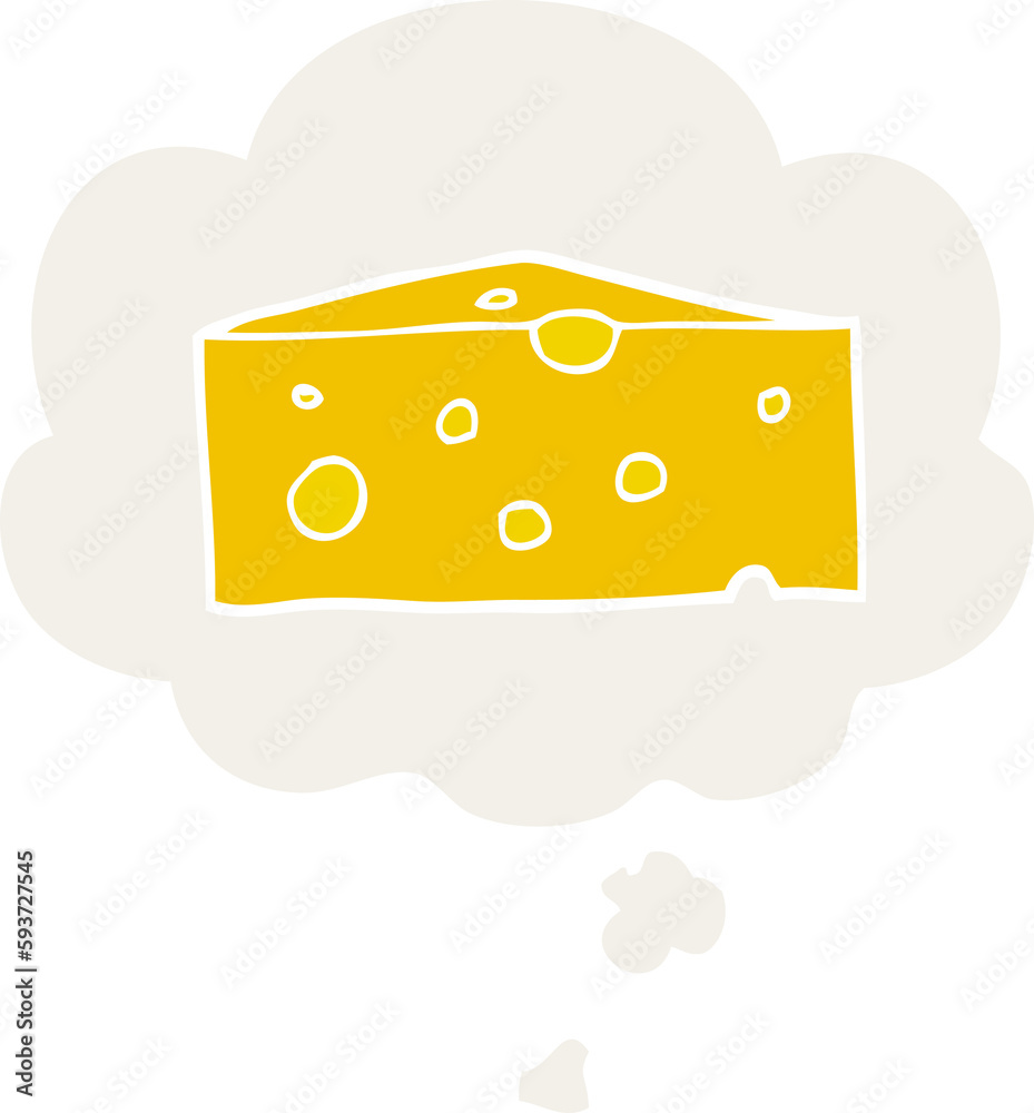 cartoon cheese and thought bubble in retro style cartoon cheese and thought bubble in retro style