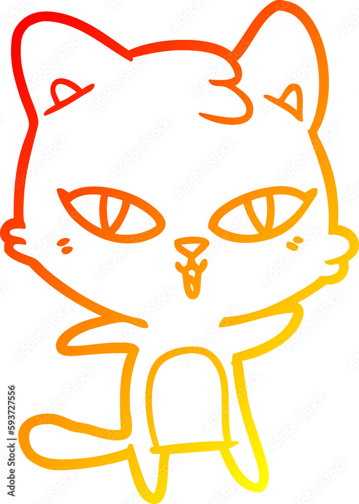 Fototapeta premium warm gradient line drawing cartoon cat