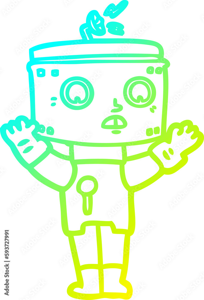 cold gradient line drawing cartoon robot cold gradient line drawing cartoon robot