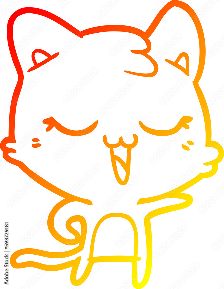 warm gradient line drawing happy cartoon cat warm gradient line drawing happy cartoon cat