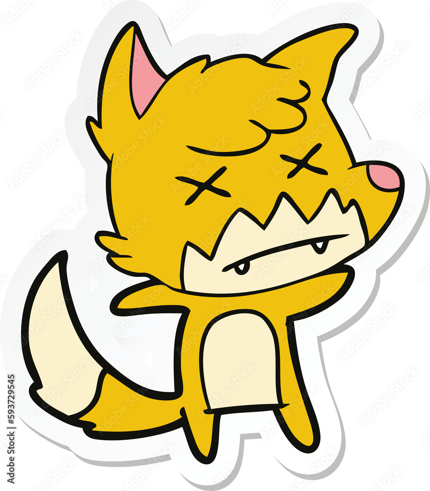 sticker of a cartoon dead fox sticker of a cartoon dead fox