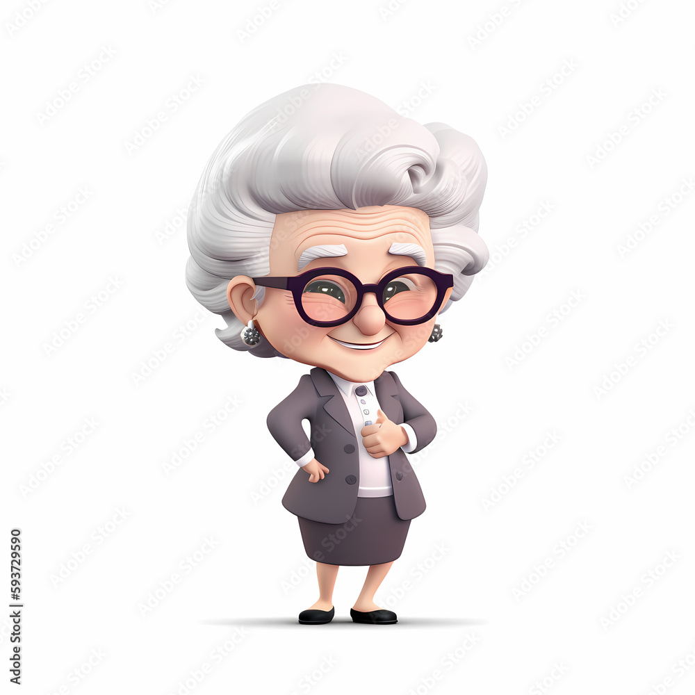 Happy Grand mother as Business woman illustration. Generative AI