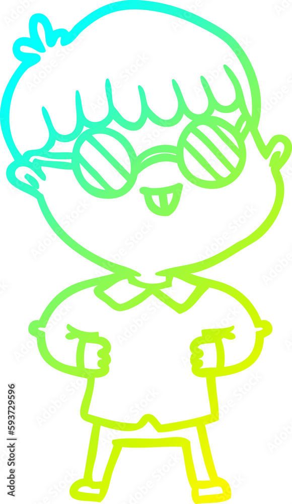 cold gradient line drawing cartoon boy wearing spectacles cold gradient line drawing cartoon boy wearing spectacles