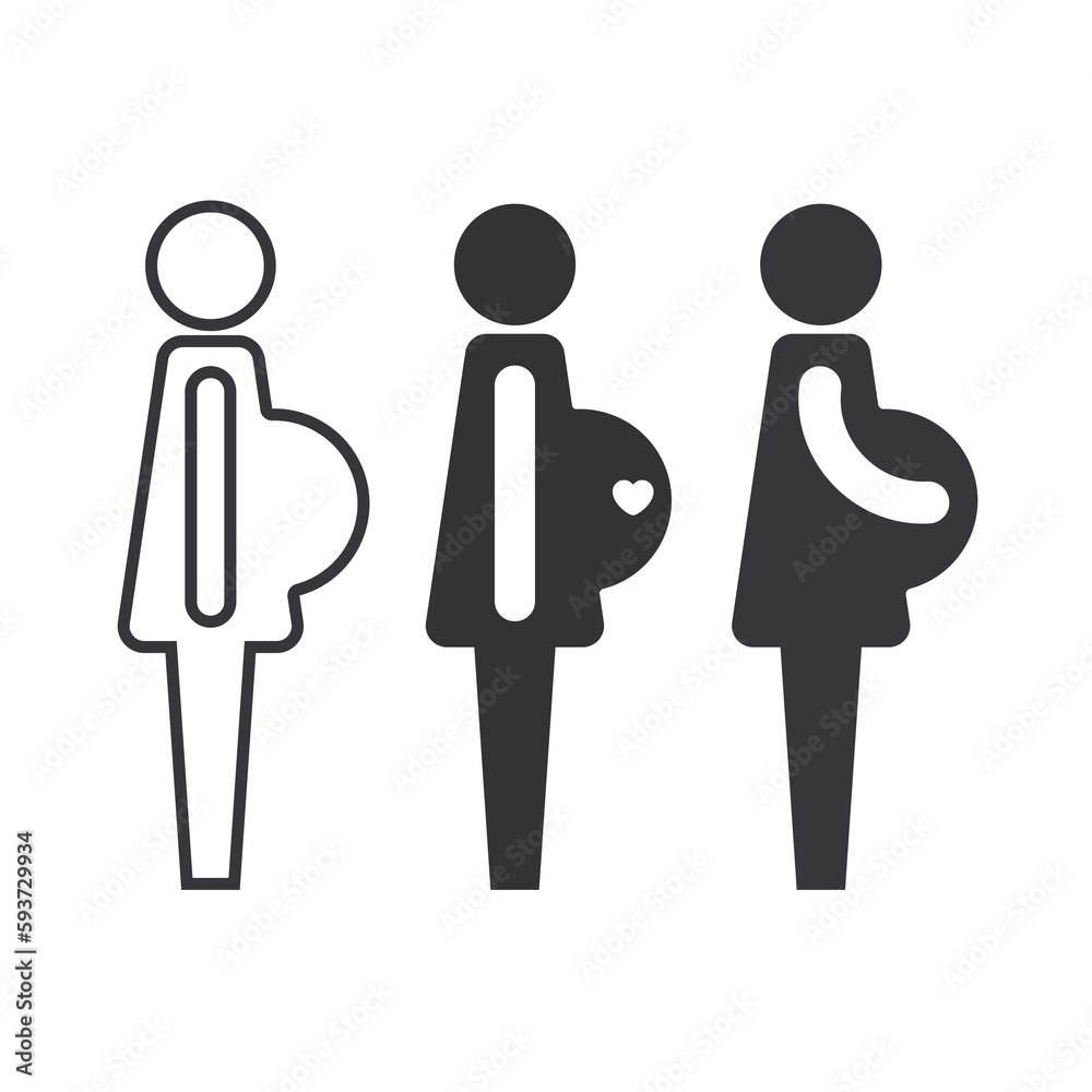 Pregnant woman icon set, mother symbol flat silhouette on white background. Pregnant woman icon set, mother symbol flat silhouette on white background.