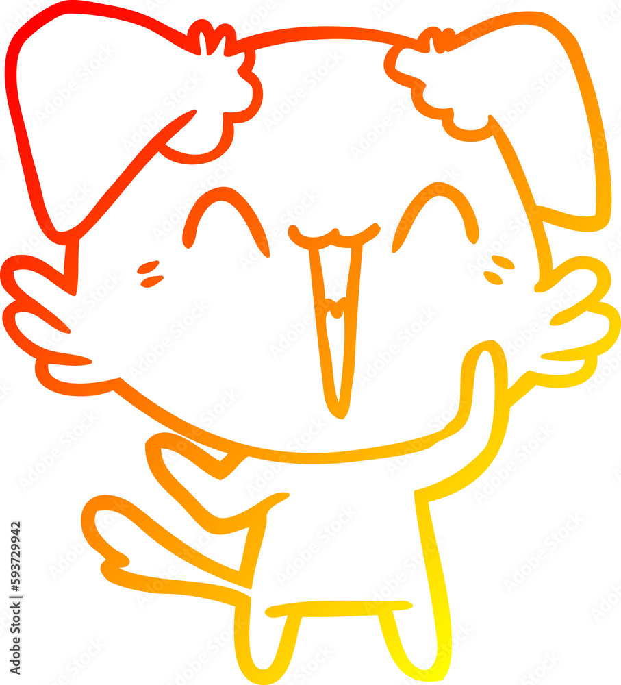warm gradient line drawing happy little dog cartoon warm gradient line drawing happy little dog cartoon