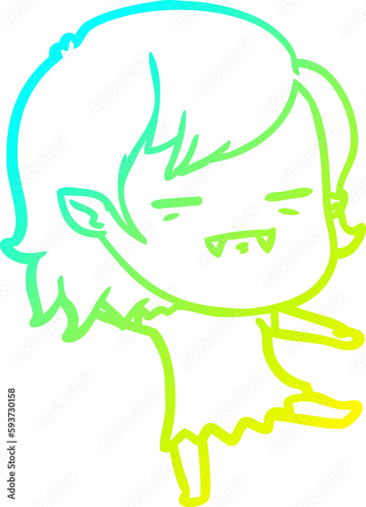 cold gradient line drawing cartoon undead vampire girl cold gradient line drawing cartoon undead vampire girl