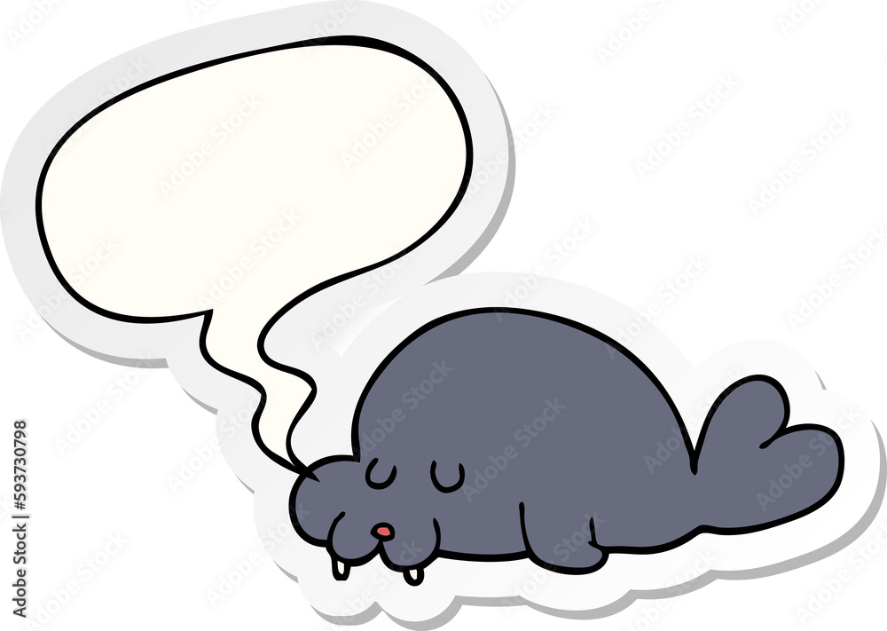 cartoon walrus and speech bubble sticker cartoon walrus and speech bubble sticker