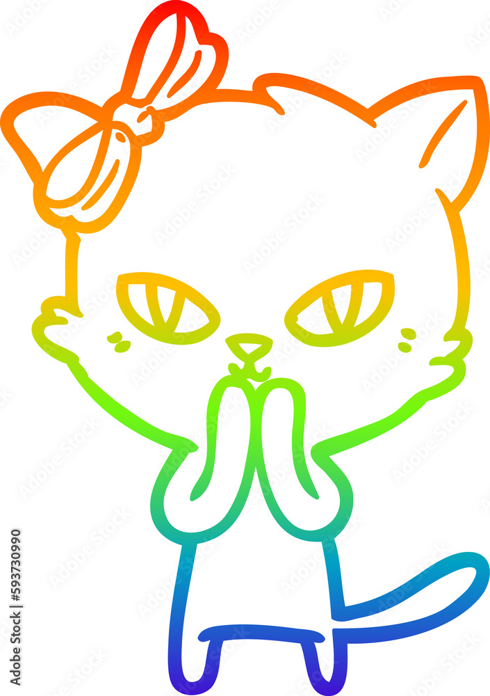rainbow gradient line drawing cute cartoon cat rainbow gradient line drawing cute cartoon cat