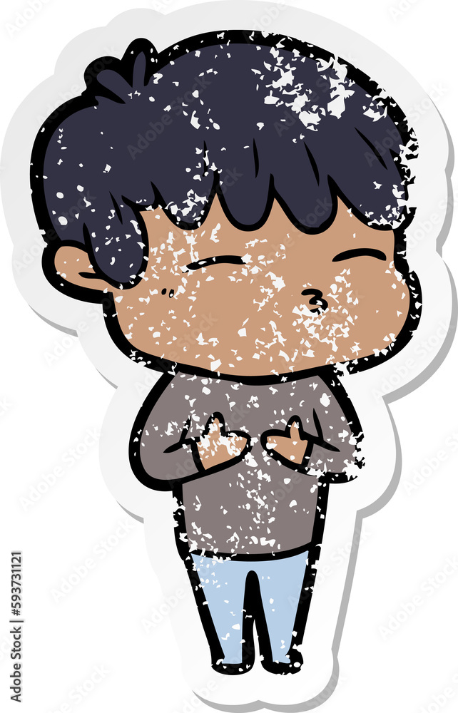 distressed sticker of a cartoon frustrated man distressed sticker of a cartoon frustrated man