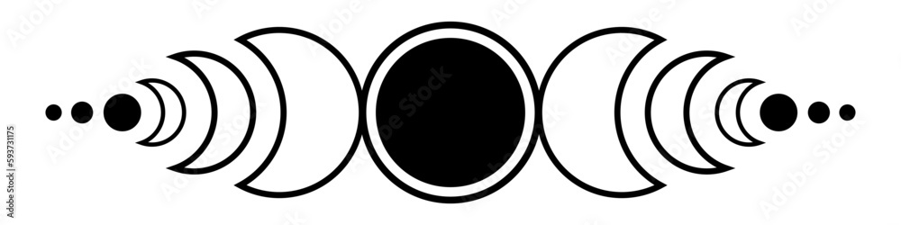 Moon phases flat icon illustration isolated on white background.