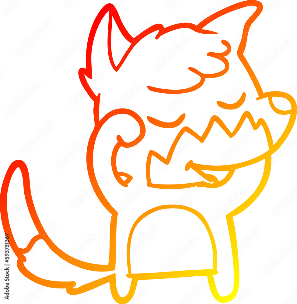 warm gradient line drawing friendly cartoon fox waking up warm gradient line drawing friendly cartoon fox waking up