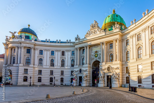 Hofburg palace on St. Michael square (Michaelerplatz) at sunrise, Vienna, Austria © Mistervlad