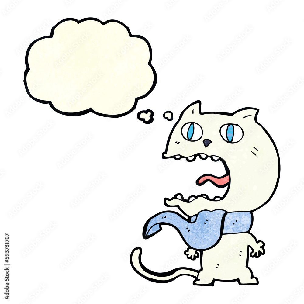 cartoon frightened cat with thought bubble cartoon frightened cat with thought bubble