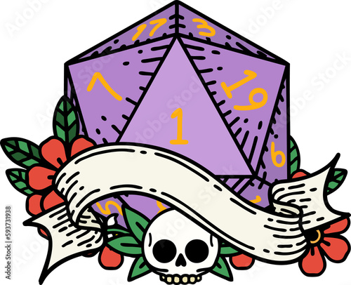 natural one d20 dice roll illustration