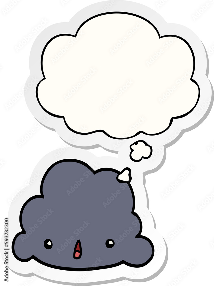 cartoon cloud and thought bubble as a printed sticker cartoon cloud and thought bubble as a printed sticker