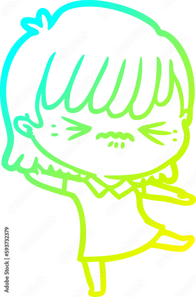 cold gradient line drawing annoyed cartoon girl cold gradient line drawing annoyed cartoon girl