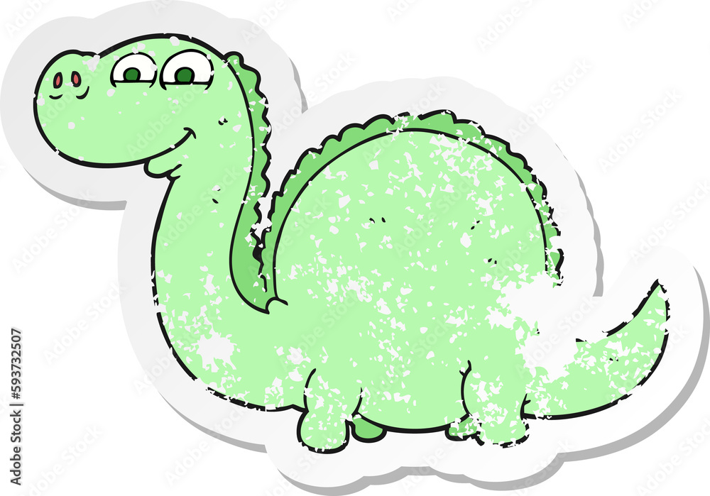 retro distressed sticker of a cartoon dinosaur retro distressed sticker of a cartoon dinosaur