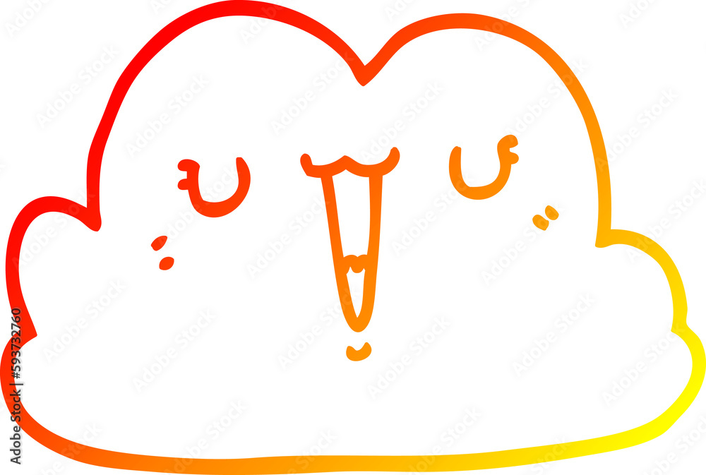 warm gradient line drawing cute cartoon cloud warm gradient line drawing cute cartoon cloud