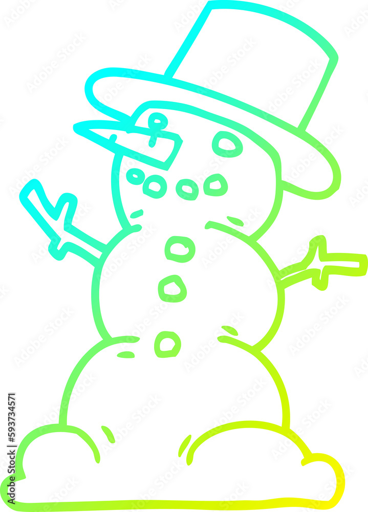 cold gradient line drawing cartoon snowman cold gradient line drawing cartoon snowman