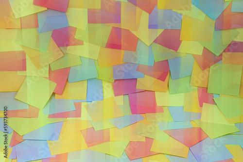 Multicolored sticky paper note