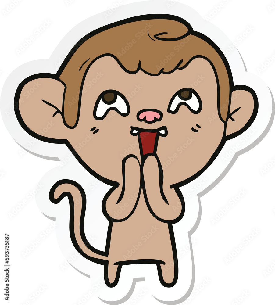 sticker of a crazy cartoon monkey sticker of a crazy cartoon monkey