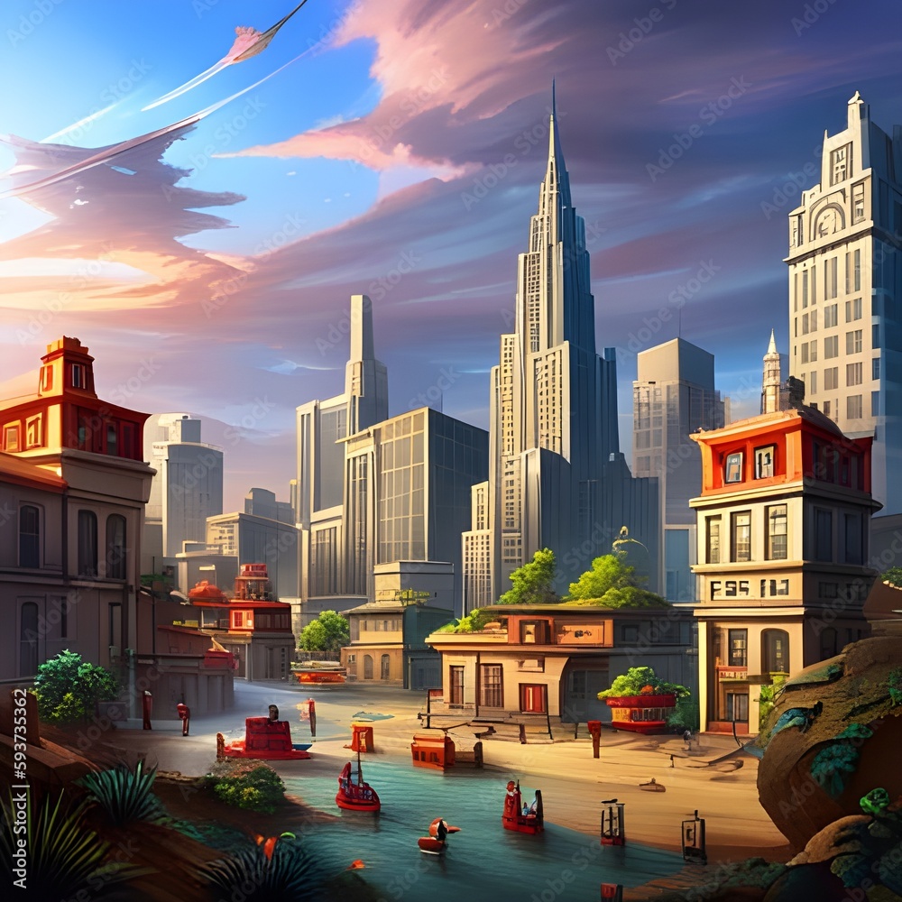 Ai Generated Photos Of Futuristic Cities Stock Illustration Adobe Stock