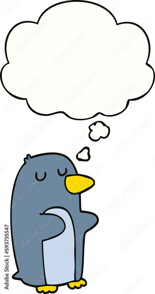 cartoon penguin and thought bubble cartoon penguin and thought bubble