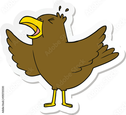 sticker of a cartoon bird squawking photo