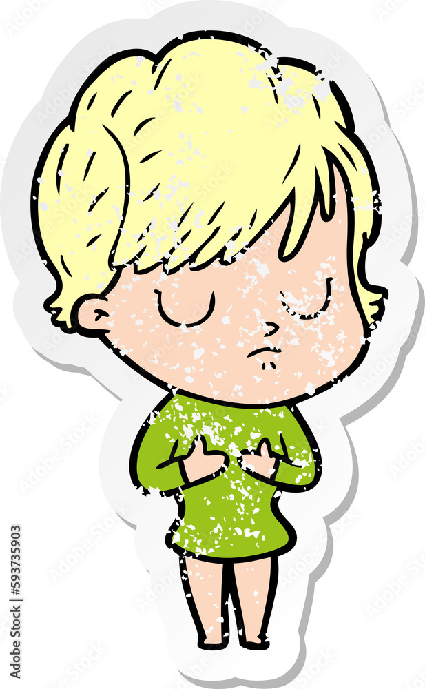 Obraz premium distressed sticker of a cartoon woman