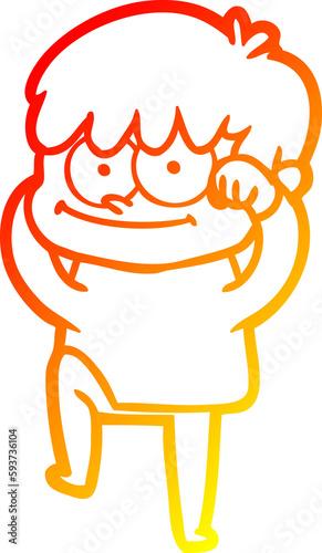 warm gradient line drawing happy cartoon man