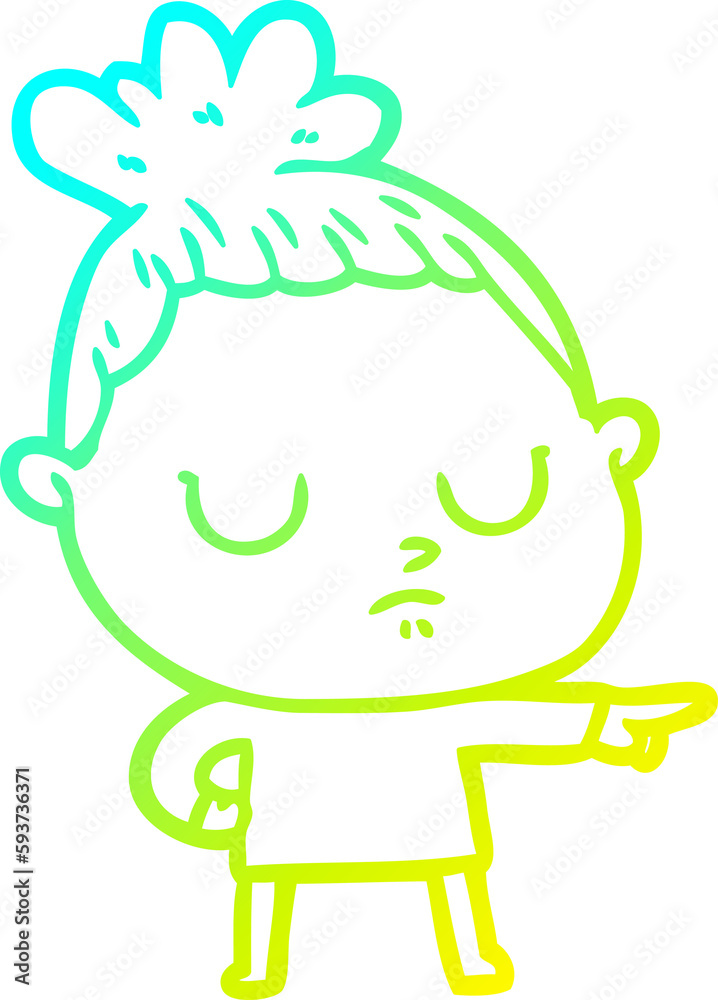 cold gradient line drawing cartoon calm woman cold gradient line drawing cartoon calm woman