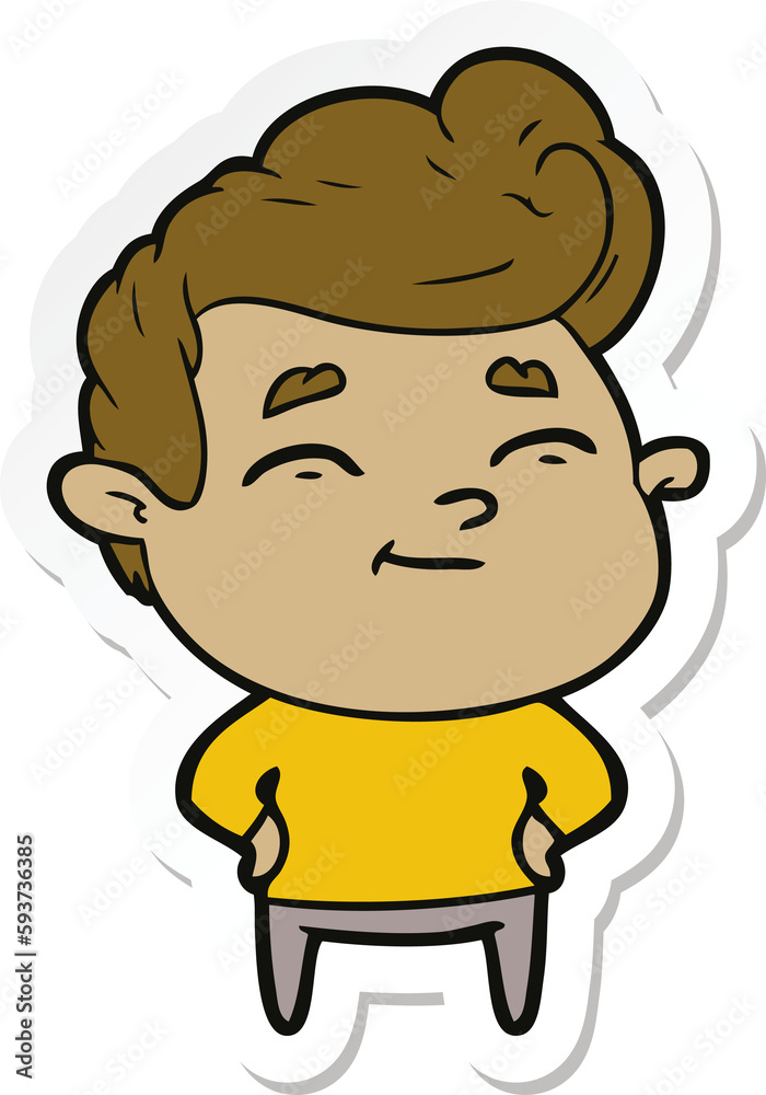 sticker of a happy cartoon man