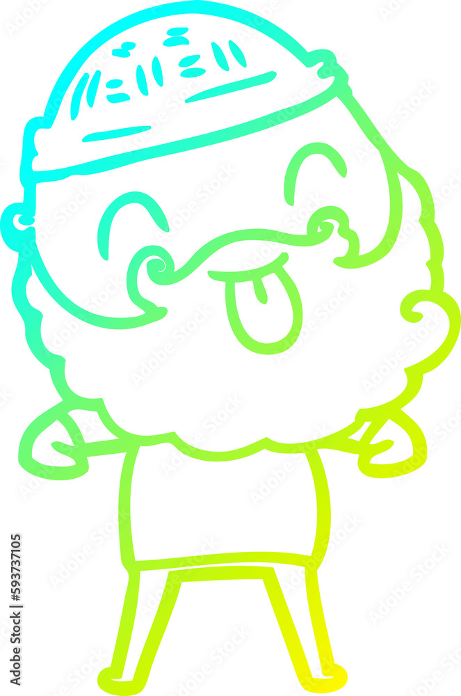 cold gradient line drawing man with beard sticking out tongue cold gradient line drawing man with beard sticking out tongue